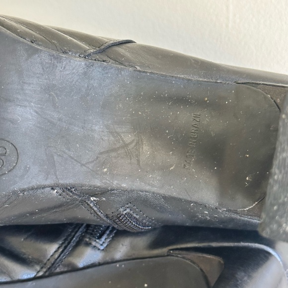 Vintage Y2k black leather ancle boots square toe Peter nygard shoes - Picture 6 of 8